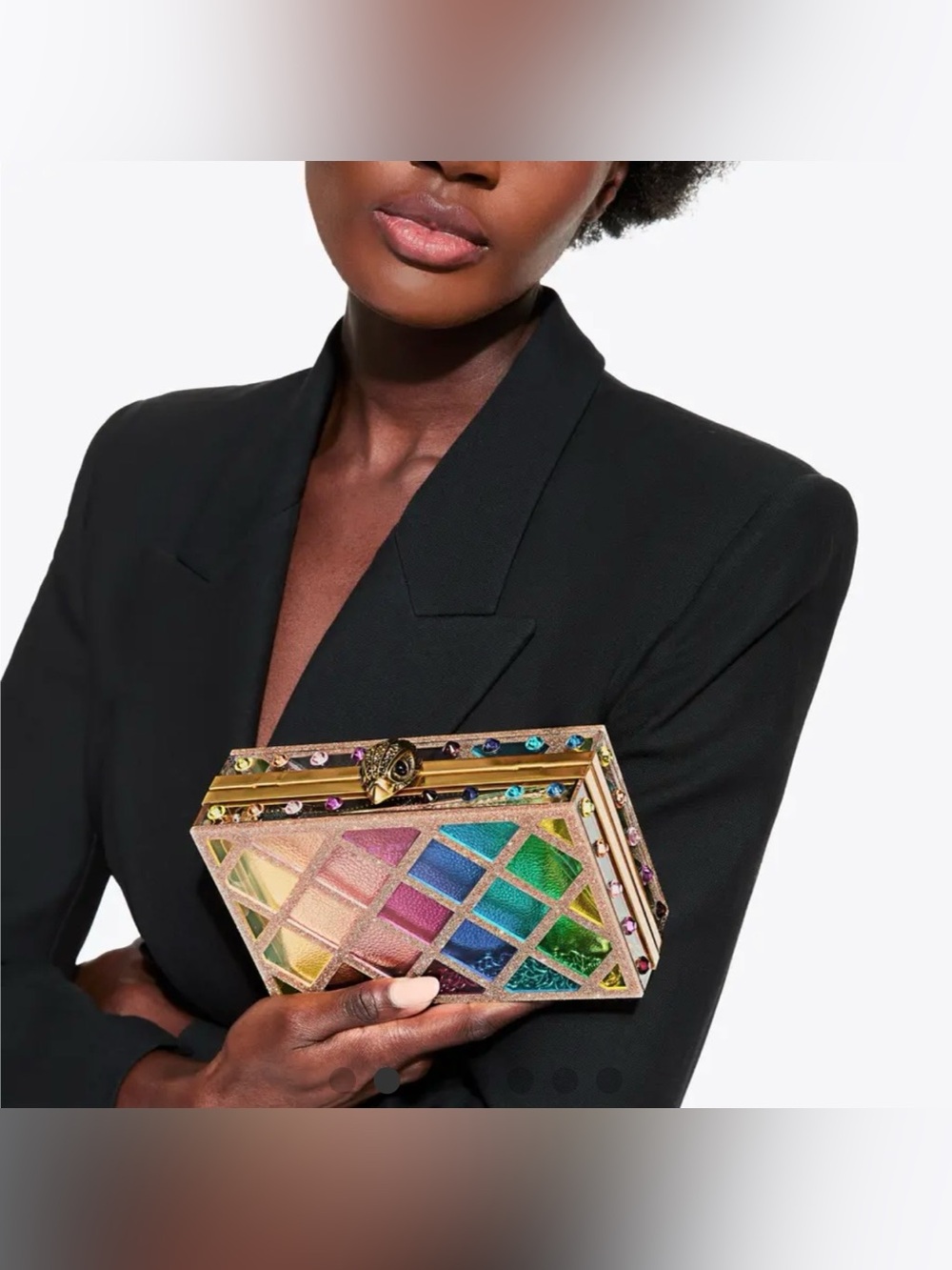 Kurt Geiger London CRYSTAL QUILT BOX CLUTCH BAG Multicolor Gem-Embellished  NWT